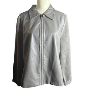 Pendleton 100% Leather & 100% Merino Wool Zip Front Jacket, Taupe, Women's XL
